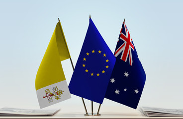 Flags of Vatican City European Union and Australia