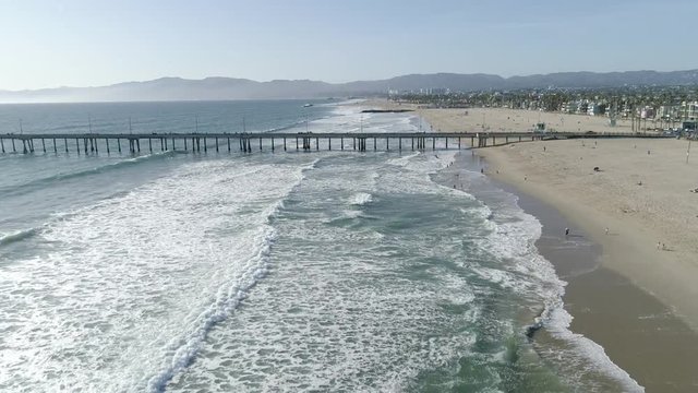 Aerial view of the beach and the pier