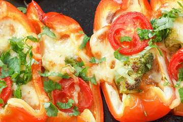 Roast peppers with cheese.