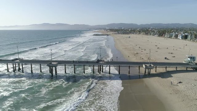 Aerial view of the pier and the beach
