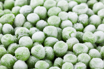 Vegetable frozen peas food background, healthy natural meal.
