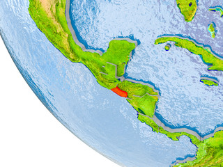 El Salvador on globe