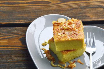 Thai Dessert Menu on wooden background
