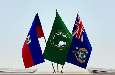 Flags of Haiti African Union and Ascension Island