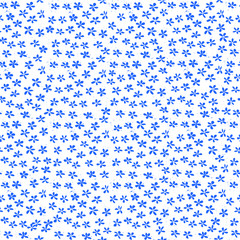 Floral spring seamless pattern. Tiny blue flowers on a white background. Vintage wallpaper, print for textiles.