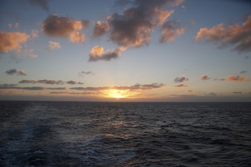 Magical ocean. Sunrise over the Atlantic. Morning. Waves 