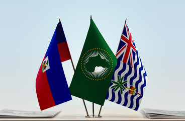 Flags of Haiti African Union and British Indian Ocean Territory