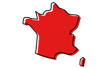 Stylized red sketch map of France