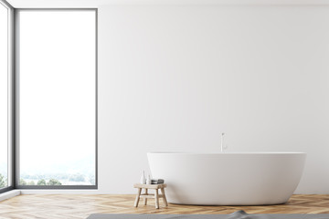 Fototapeta na wymiar Panoramic minimalistic white bathroom