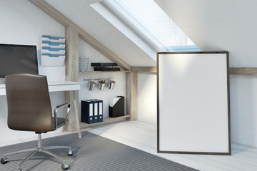 Poster in an attic home office