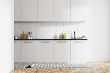White kitchen interior, white counters