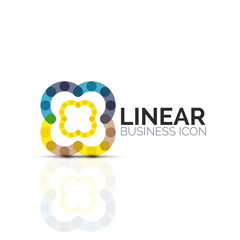 Abstract flower or star, linear thin line icon. Minimalistic business geometric shape symbol created with line segments