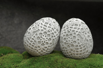 Easter decoration eggs moss catkins