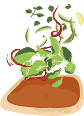 çiğ köfte durum - turkish snack illustration, isolated on white background