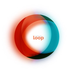 Loop circle business icon, created with glass transparent color shapes