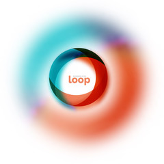 Loop circle business icon, created with glass transparent color shapes