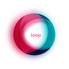 Loop circle business icon, created with glass transparent color shapes