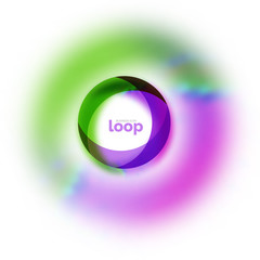 Loop circle business icon, created with glass transparent color shapes