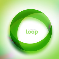 Loop circle business icon, created with glass transparent color shapes