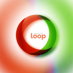 Loop circle business icon, created with glass transparent color shapes