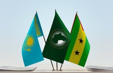 Flags of Kazakhstan African Union and Sao Tome and Principe