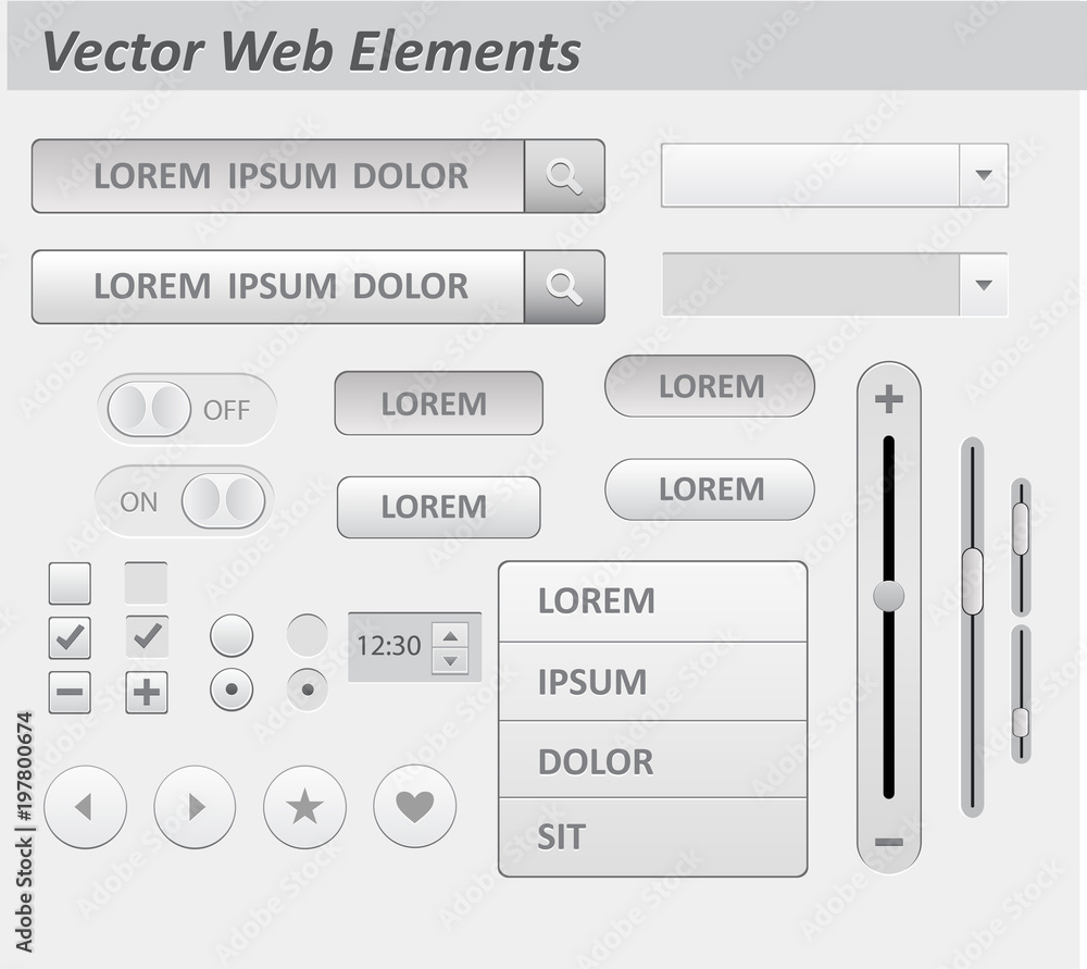 Aufkleber set of flat white design ui and ux elements