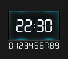 vector blue glowing digital numbers - countdown timer