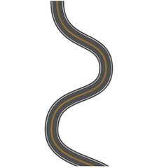 Asphalt road in scale, in perspective isolated on white background.