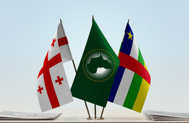Flags of Georgia African Union and Central African Republic