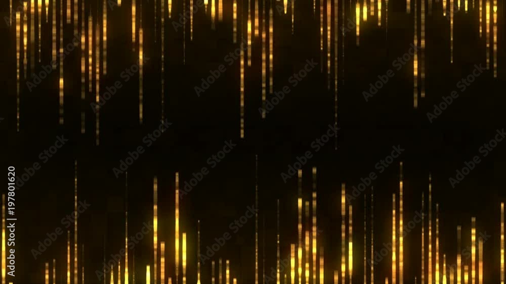 Poster abstract gold cyber background with moving particles. process running in a virtual cyberspace. seaml