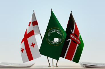 Flags of Georgia African Union and Kenya