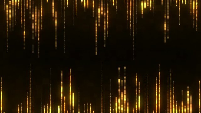 Abstract gold cyber background with moving particles. Process running in a virtual cyberspace. Seamless loop.