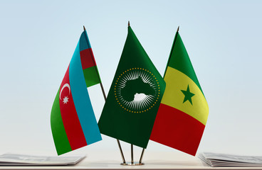 Flags of Azerbaijan African Union and Senegal