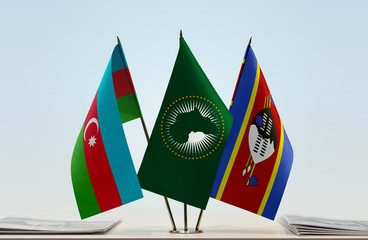 Flags of Azerbaijan African Union and Swaziland