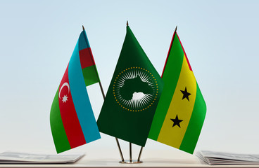 Flags of Azerbaijan African Union and Sao Tome and Principe
