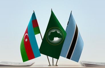 Flags of Azerbaijan African Union and Botswana