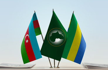 Flags of Azerbaijan African Union and Gabon