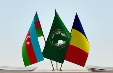 Flags of Azerbaijan African Union and Chad
