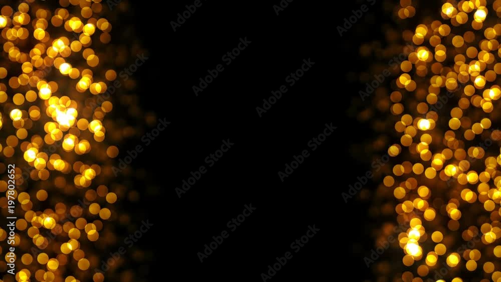 Poster intro screen template with space for title. abstract background with golden sparkles. seamless loop.