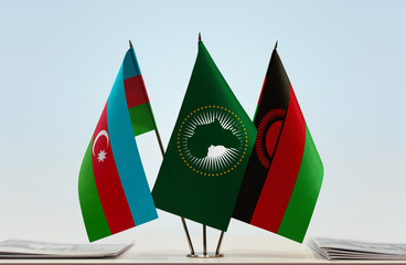 Flags of Azerbaijan African Union and Malawi