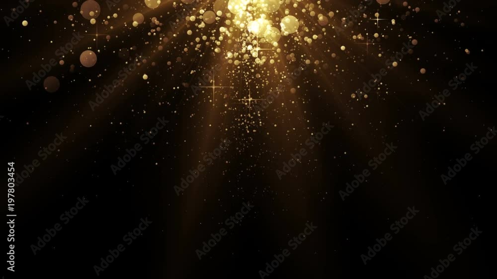 Poster golden particles falling from the top. abstract background. seamless loop.