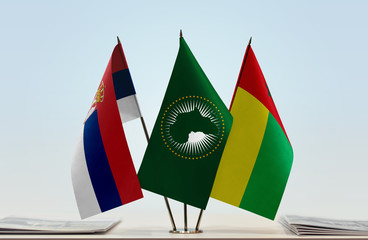 Flags of Serbia African Union and Guinea-Bissau