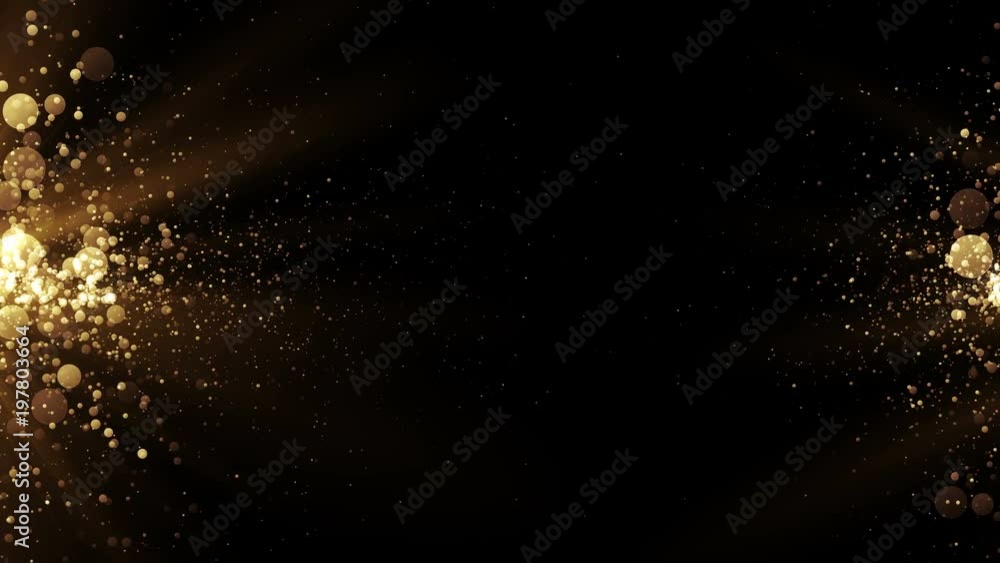 Poster abstract golden background with particles come from the left and right.