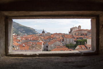 Window Landscape View of the Wonderful City of Dubrovnik, Old Town, Fortresses Lovrijenac and Bokar, Dubrovnik, Adriatic, Sea, Croatia, South Dalmatia, Europe