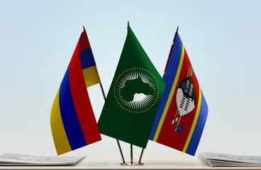 Flags of Armenia African Union and Swaziland