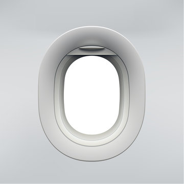 Vector realistic airplane window, aircraft illuminator