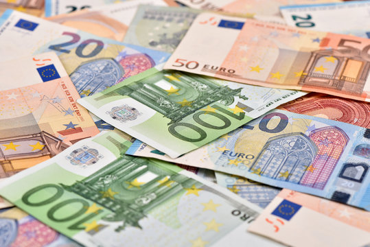 Background of European paper banknotes.