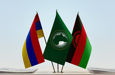 Flags of Armenia African Union and Malawi