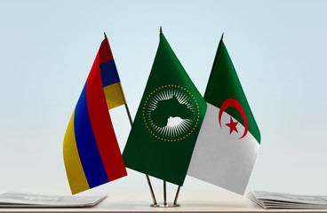 Flags of Armenia African Union and Algeria