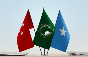 Flags of Turkey African Union and Somalia